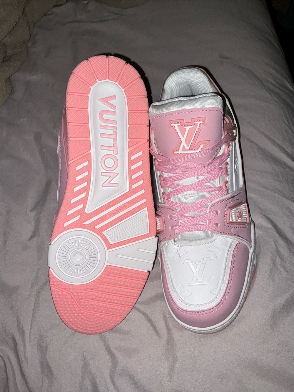 Louis Vuitton Pink & White Low-Top Sneakers - Women's - Picture 2 of 4